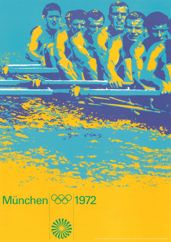 Otl Aicher, Plakat „Rudern“ Olympische Spiele München, 1972, Bröhan-Museum, Berlin © Florian Aicher, Rotis / HfG-Archiv, Museum Ulm