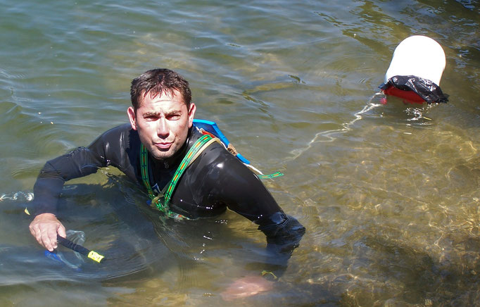 FRANCE, Projet Econage, descente du fleuve Hérault à la nage sur plus de 100km