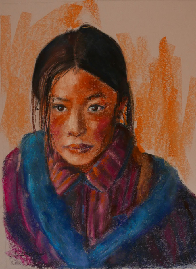 Saima Jeune tibétaine - pastel - 40x30
