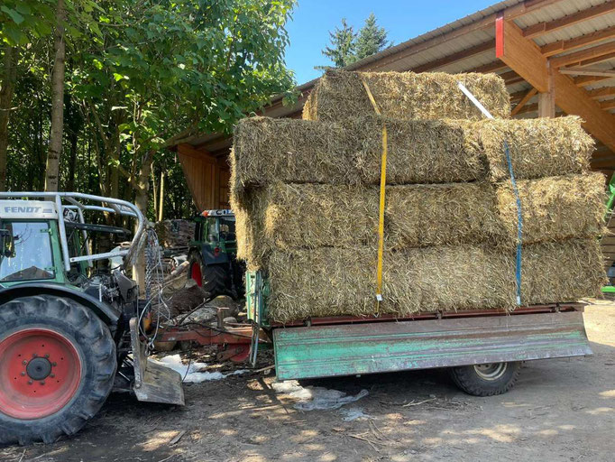 Bau Bogenparcours Bodensee: Strohballen werden rangiert