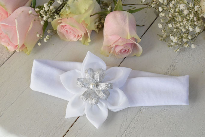 bandeau bébé baptême fleur