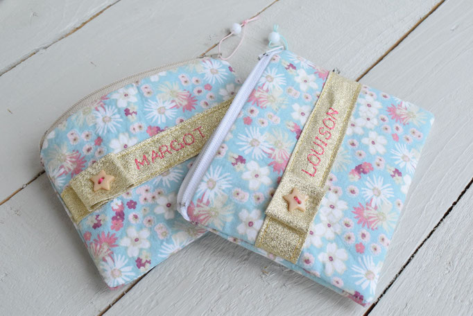 Porte monnaie enfant broderie prénom