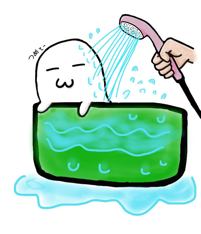 水洗いDally：取説の挿絵で、水洗い方法等を分かりやすく表現しています。
