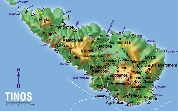Tinos • Création carte touristique / Édition : Les Créations du Pélican • © recreacom.fr - Studio de création Christophe Houlès