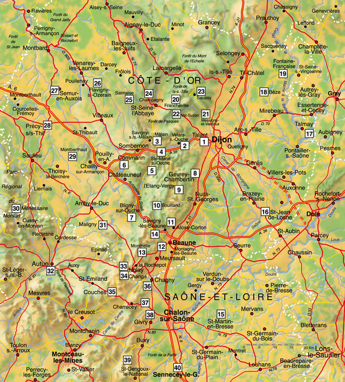 La Bourgogne • Cartographie touristique / Édition : Les Créations du Pélican • © recreacom.fr - Studio de création Christophe Houlès
