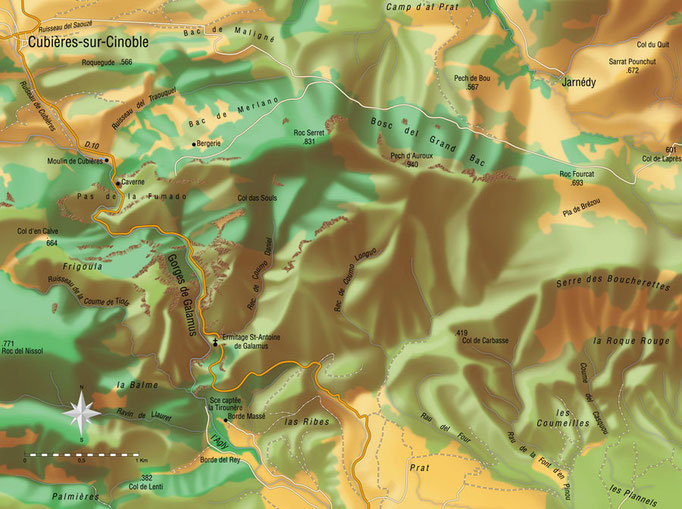 Galamus • Cartographie touristique / LRS • © recreacom.fr - Studio de création Christophe Houlès