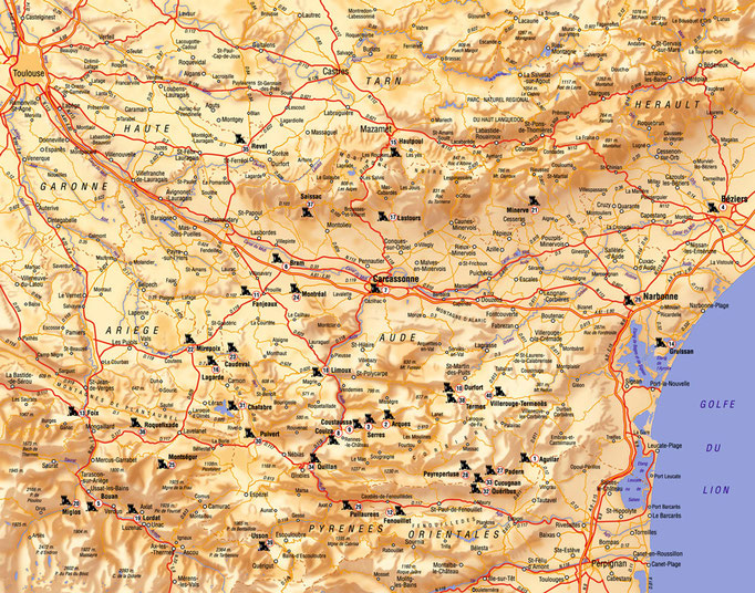 Carte-Cathare • Cartographie touristique / Édition : Les Créations du Pélican • © recreacom.fr - Studio de création Christophe Houlès