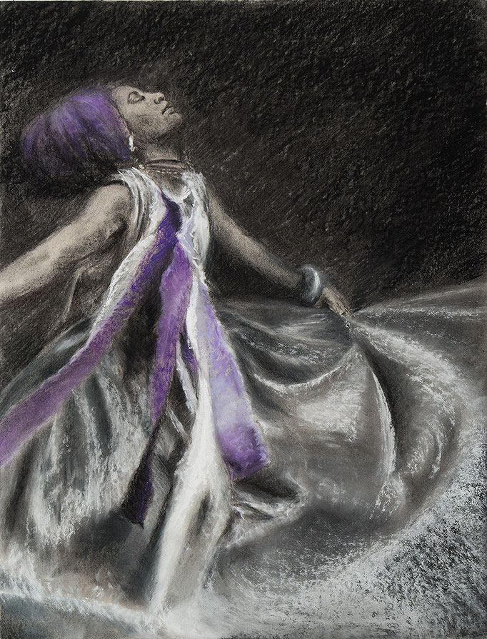 Sowa (Echo der Stimmen), 2025  Kohle und Pastell auf Karton    50 x 64 cm (Blatt) 70 x 90 cm (gerahmt)