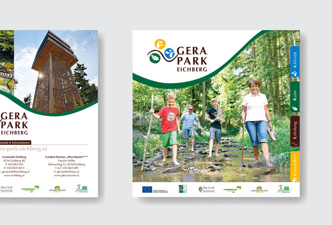 G.E.R.A. PARK EICHBERG: Corporate Design, Broschüre, Orientierungsplan, Beschilderung, Webdesign © by dunstdesign.at