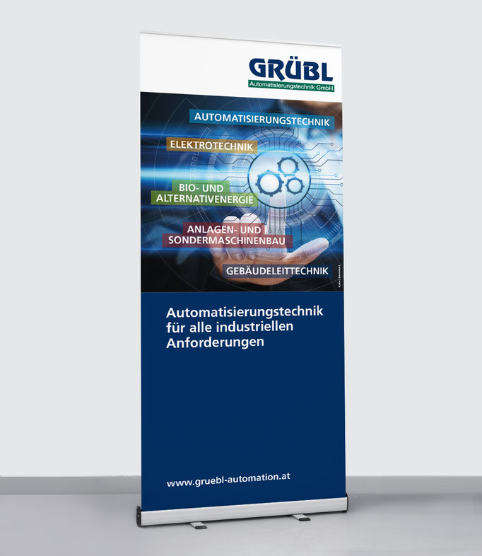 GRÜBL AUTOMATISIERUNGSTECHNIK: Prospekte & Folder, Messestand, u.v.m. … © by dunstdesign.at