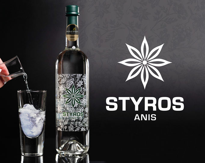STYROS Anis: Markenlogo und Etikettendesign für Hödl's Styros ©by dunstdesign.at