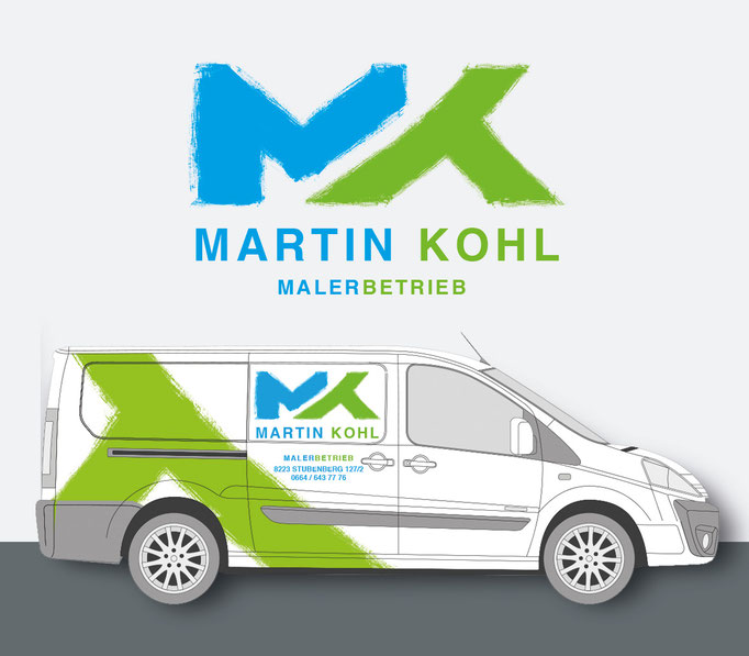 MALERMEISTER MARTIN KOHL: Corporate Design, Geschäftsdrucksorten, Fahrzeugdesign © by dunstdesign.at