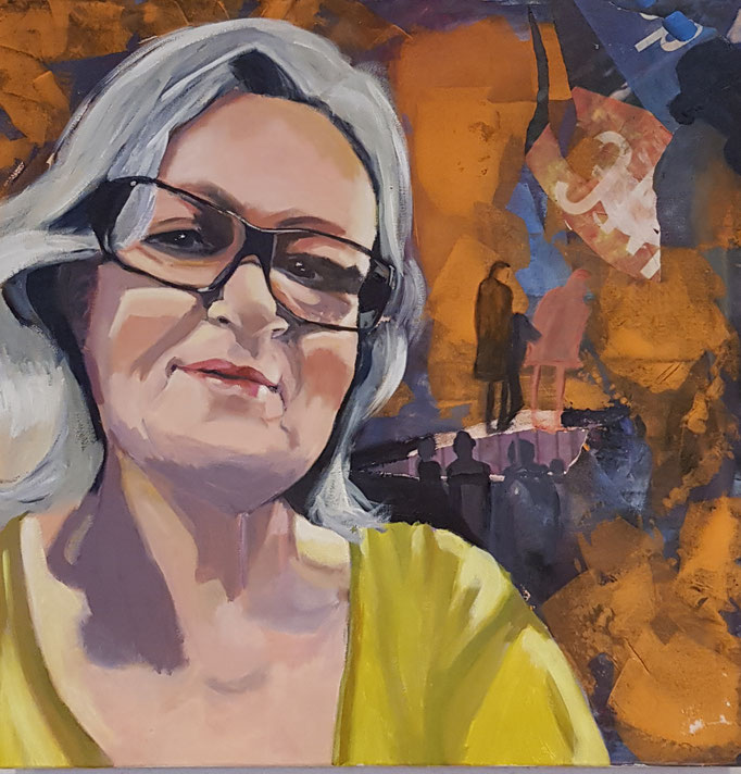 "Selbstportrait", 70 x 70, Acryl auf Leinen, 2019