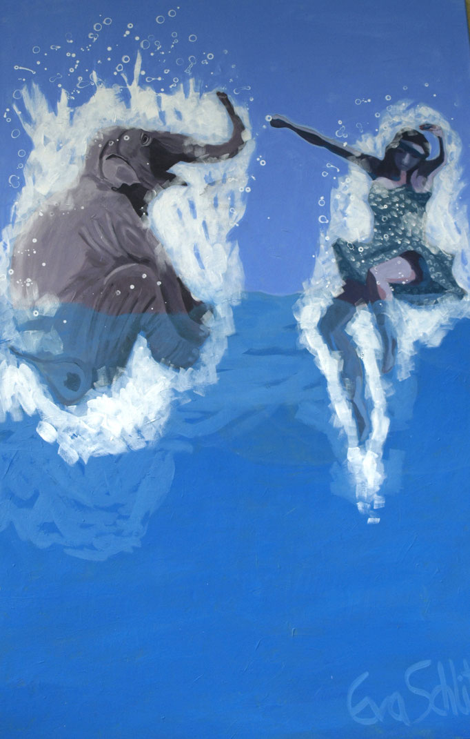 „Edgar und Luise beim Baden“ 120 x 80, Acryl auf Leinen, 2026