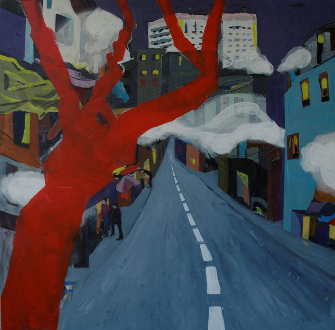 "Smog in the City", 100 x 100, Acryl auf Leinen, 2015