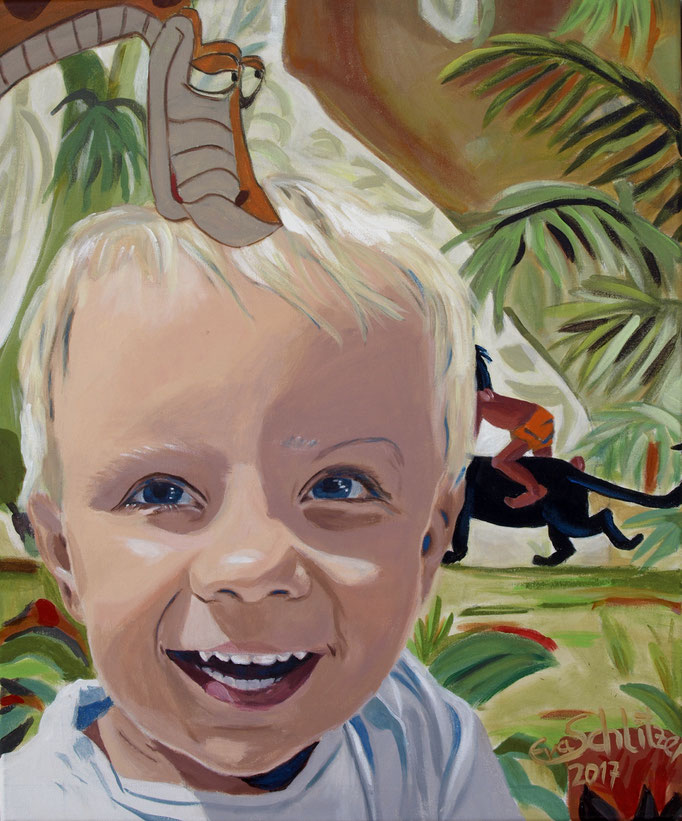 "Matteo in the jungle", 60 x 50, Acryl auf Leinen, 2017