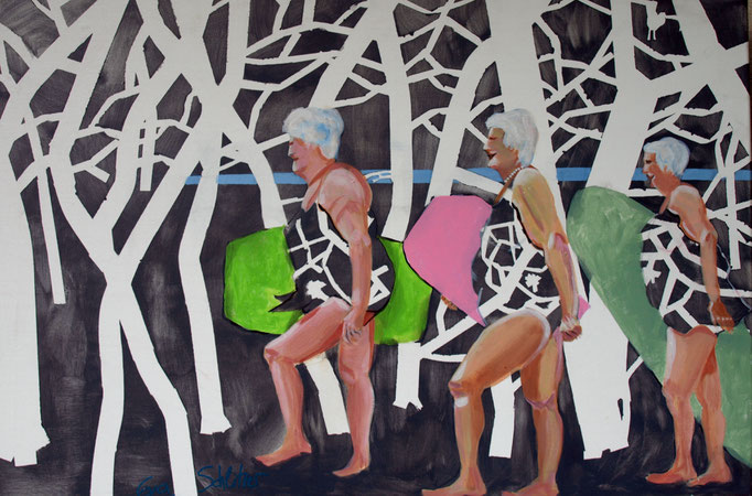„Denn ich schulde meinen Träumen noch Leben“,  60 x 90, Acryl auf Leinen, 2017