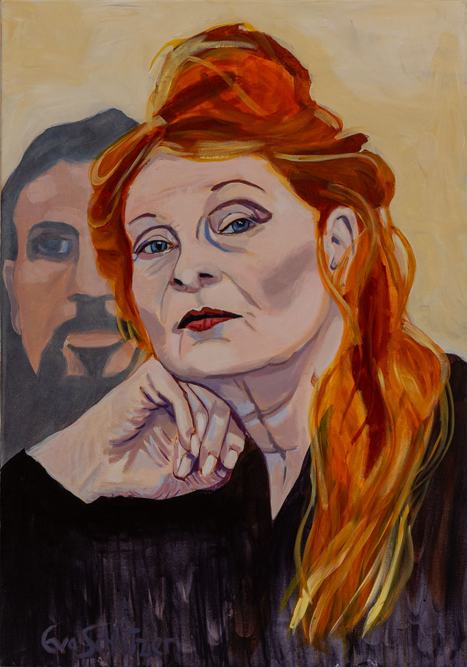 "Hinter jeder erfolgreichen Frau steht ein starker Mann", 100 x 80, Acryl auf Leinen, 2025