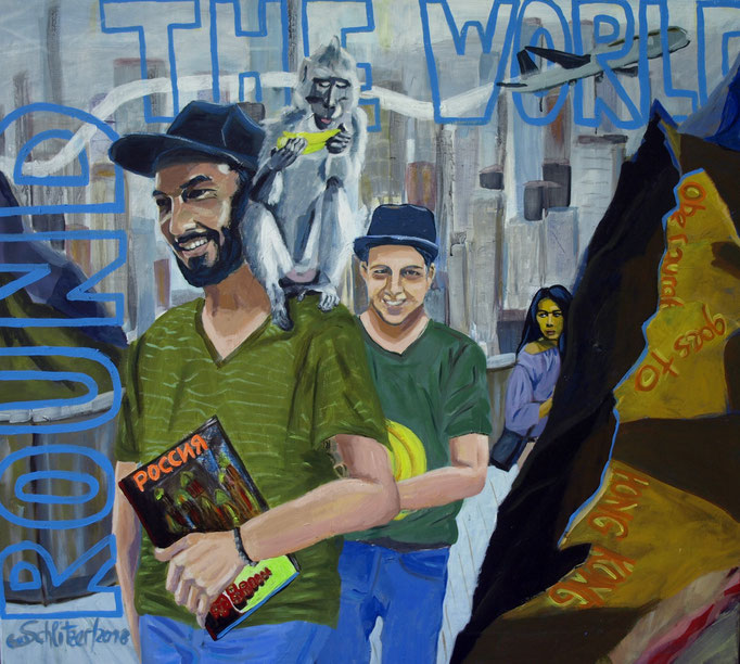 "Round the world", 100 x 100, Acryl auf Leinen, 2018