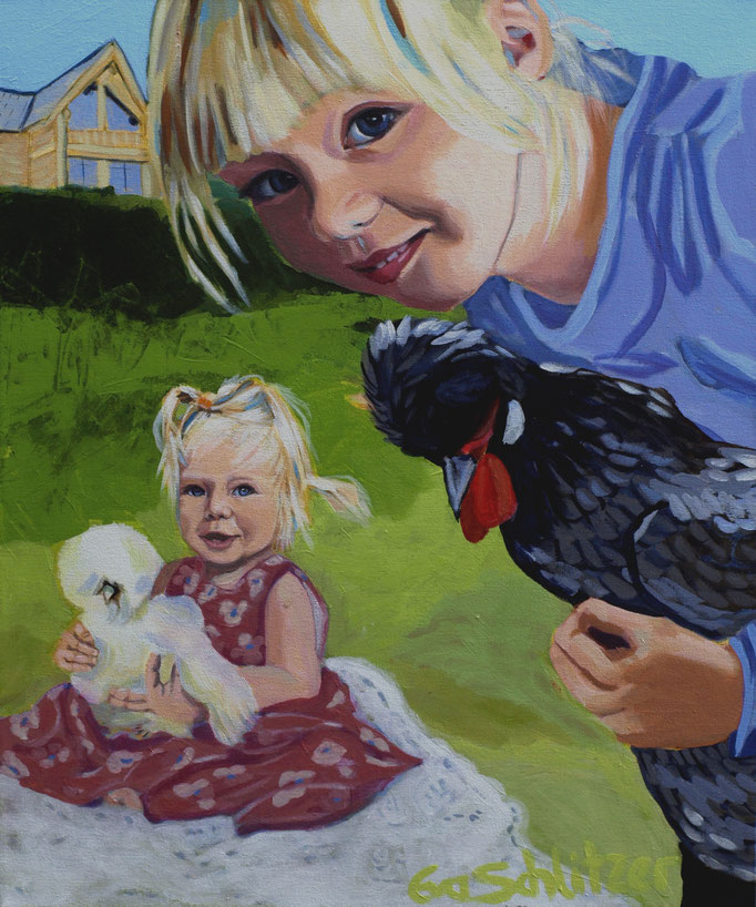 "Sophia und Valentina", 80 x 60, Acryl auf Leinen, 2021