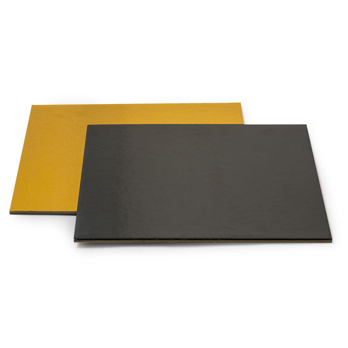 Spessore: 0,3 cm Sottotorta quadrati in cartoncino colorato oro e nero disponibili diverse misure
