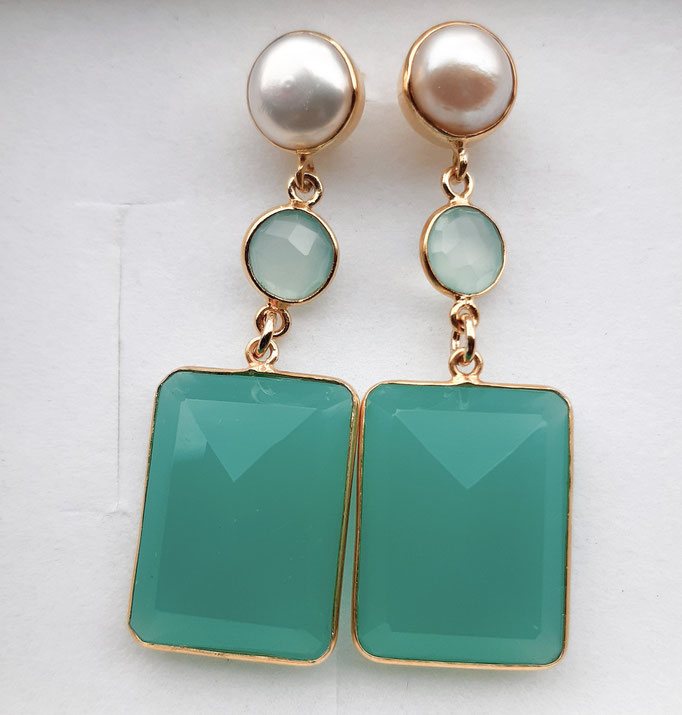 ohrringe-ohrstecker-silber- vergoldet- chalcedon- perle- 5 cm lang
