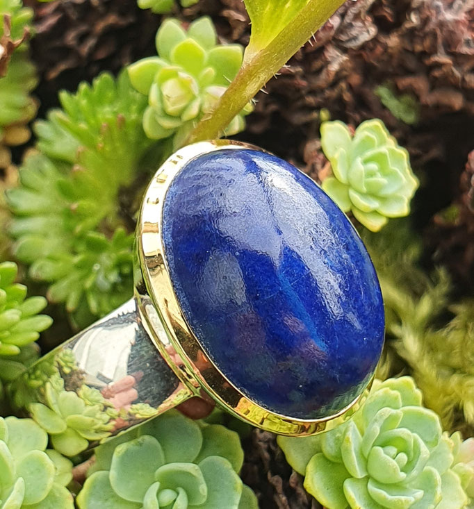 ring-lapislazuli-stein ca.20x15 mm-silber-vergoldet-925-schiene poliert