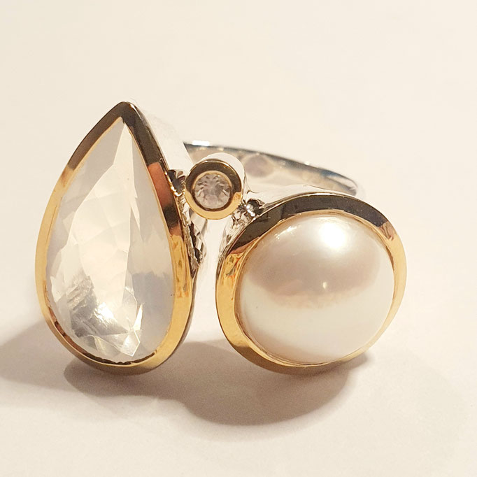statement-ring-wunderbarer bergkristalltropfen 17x11 mm
