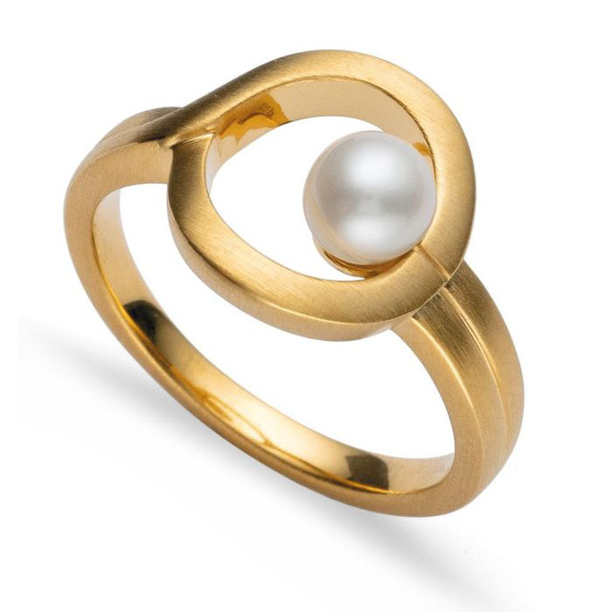 Ring-Silber-vergoldet-Perle