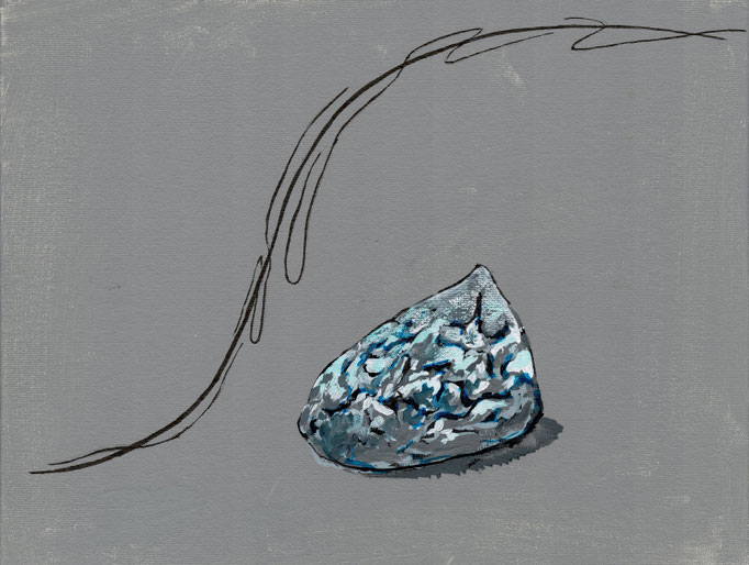 Airprocess stone #7　Acrylic on canvas with sai   220×273mm　 2022　