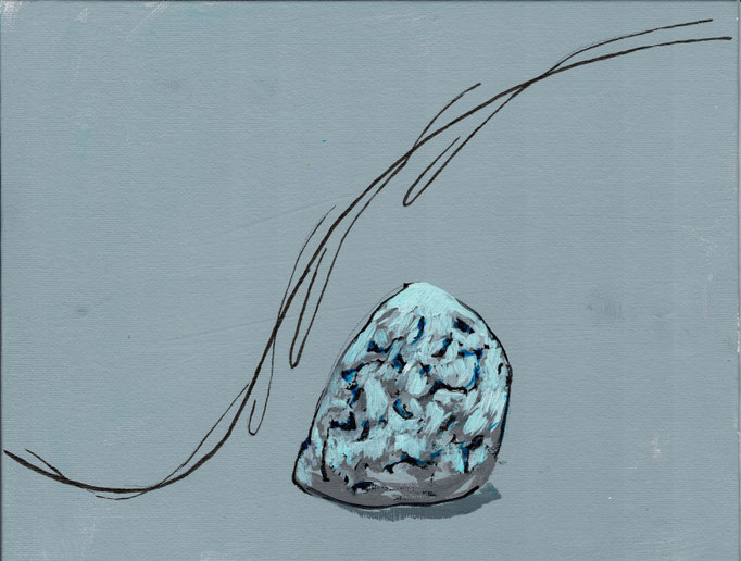 Airprocess stone #4　Acrylic on canvas with sai   220×273mm　2022