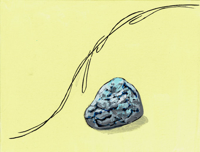 Airprocess stone #3　Acrylic on canvas with sai   220×273mm　2022　 　