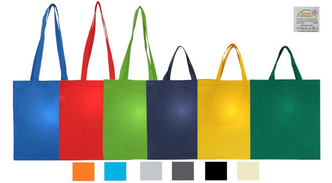 Taschen aus Baumwolle in verschiedenen Farben Öko Taschen kaufen