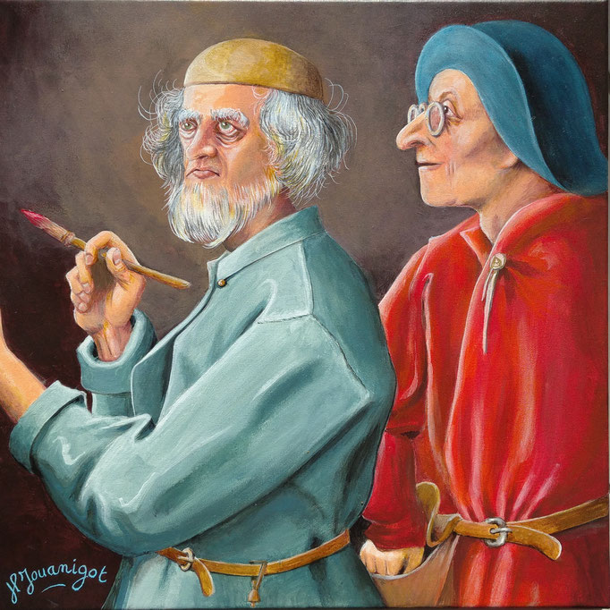 Le peintre et le connaisseur (d'après un dessin de Bruegel)