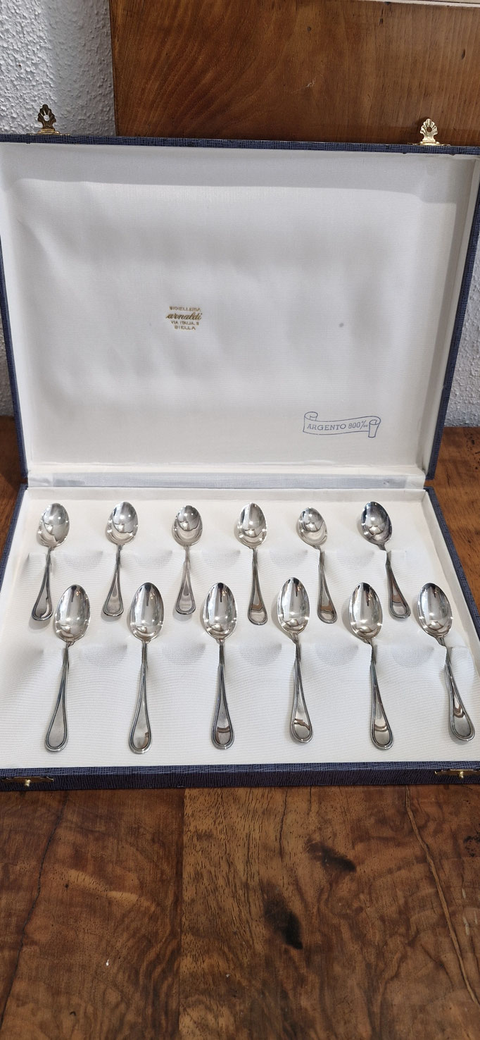 12 Espresso~ Mokka Löffelchen 800er Silber Italien Mod. Giorgio I 