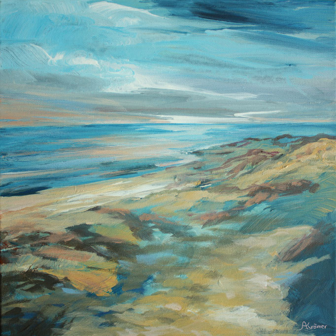Astrid krömer, Acyl auf Leinwand, Küstenblick, 40x40cm, www.astrid-kroemer-malerei.de