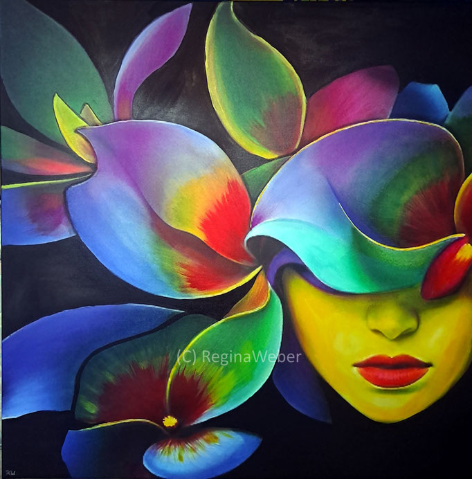 45 "lost in the beauty of colours II" 2023 fluid acrylics on canvas 100x100