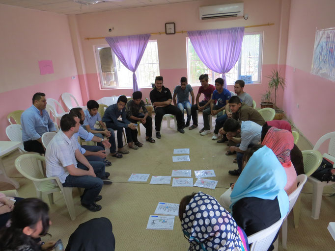 Test de la boite à images avec un groupe d'adolescents, Darbanhikhan, Irak