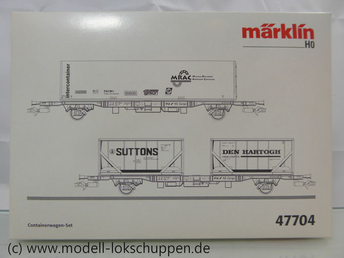 Märklin 47704  Containerwagen-Set  "Rotterdam" / 2 Lgjns 570 mit Container 