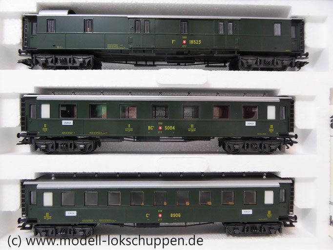 Märklin 42385 H0 Wagen-Set - 3 Schnellzugwagen, SBB-CFF-FFS, Ep. I-II