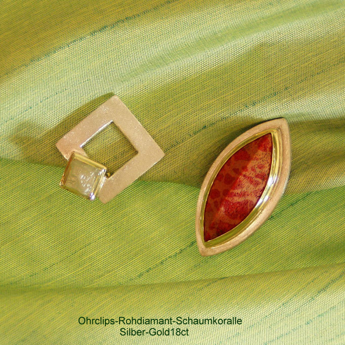 Ohrringe Rohdiamant Schaumkoralle
