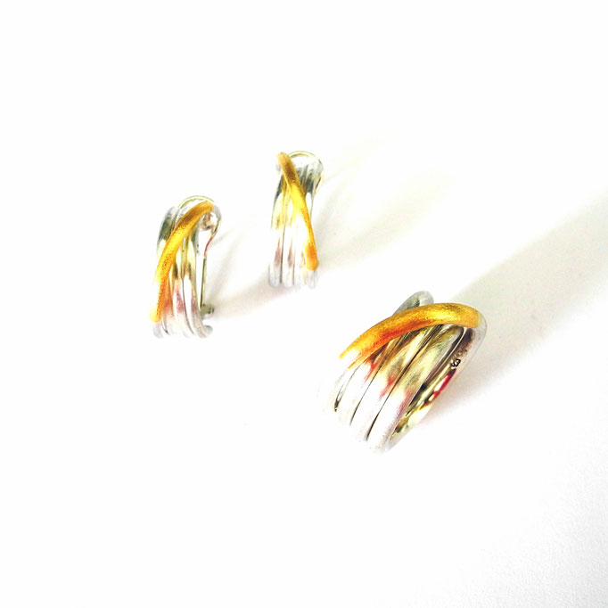 Ring, Ohrringe Gold 750 Sterlingsilber