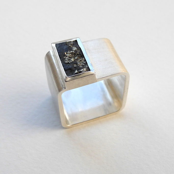 Herrenring Sterlingsilber Schiefer