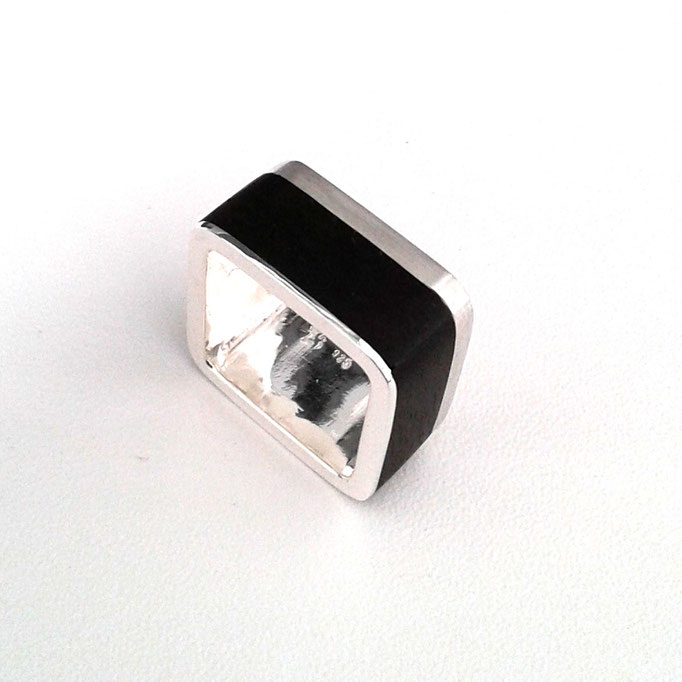Herrenring Sterlingsilber Ebenholz