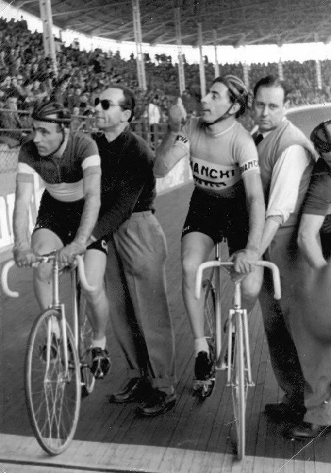 De Marchi Jerseys on Fausto Coppi and Fiorenzo Magni at Vigorelli