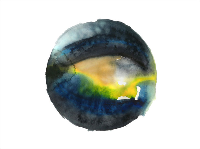 "L’Im–macula 24. 02. 2022-A", aquarelle, 30 x 40 cm ©sylvie lander