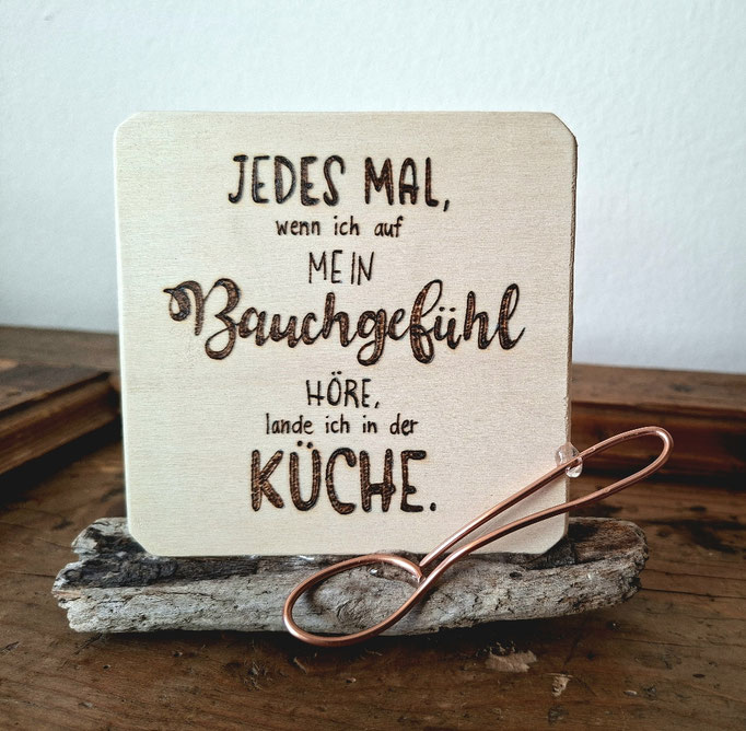 Eingebrannter Spruch, 14 x 12 cm