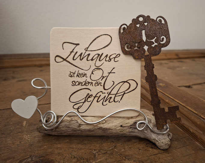 Eingebrannter Spruch, 16 x 13 cm