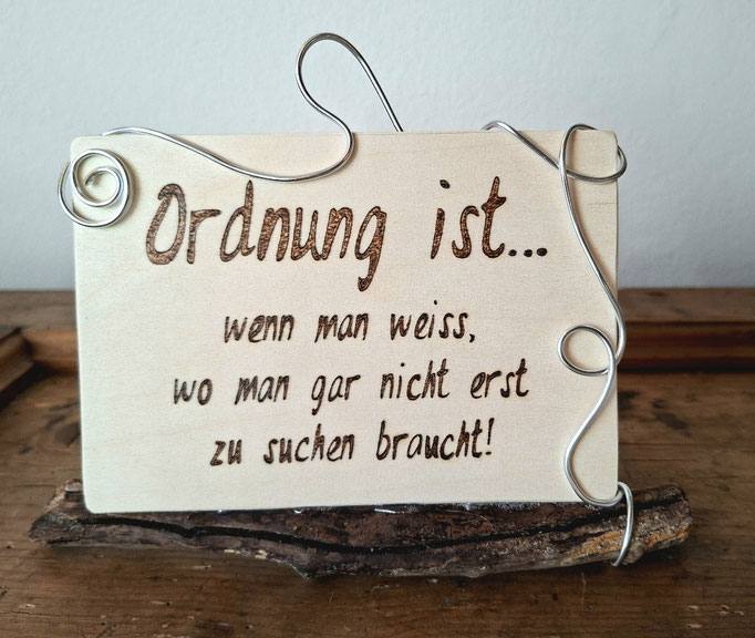 Eingebrannter Spruch, 21 x 16 cm