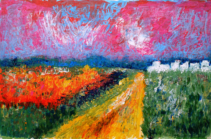 Johanna Schott // Blick aufs Kanzlerfeld Braunschweig // Acryl auf Papier // 49 x 74,5 cm // 2019